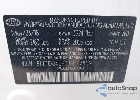 2018 Hyundai Elantra Sel from USA, damaged, VIN 5NPD84LF0JH367809